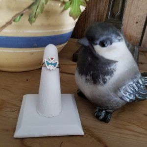 VINTAGE SILVER EAGLE TURQUOISE RING